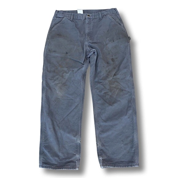 Carhartt Pants Carhartt Mens Flannel Lined Carpenter Gray Jeans